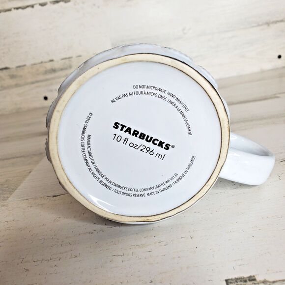 Starbucks Coffee Mug 2016 Anniversary Mermaid Scales Siren Grey & Gold Cup 10 oz - Picture 6 of 7